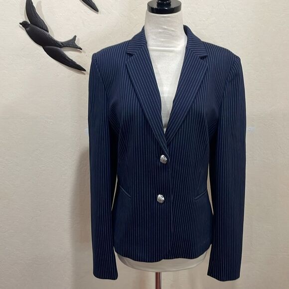 Lauren Ralph Lauren Navy Ponte Knit Pinstripe Jacket - XL - $195 - NEW! - Picture 5 of 15